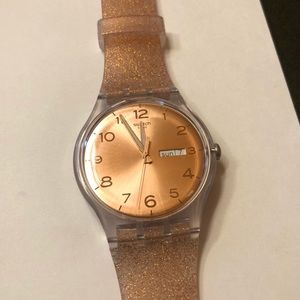 Pink Glitter Swatch Watch